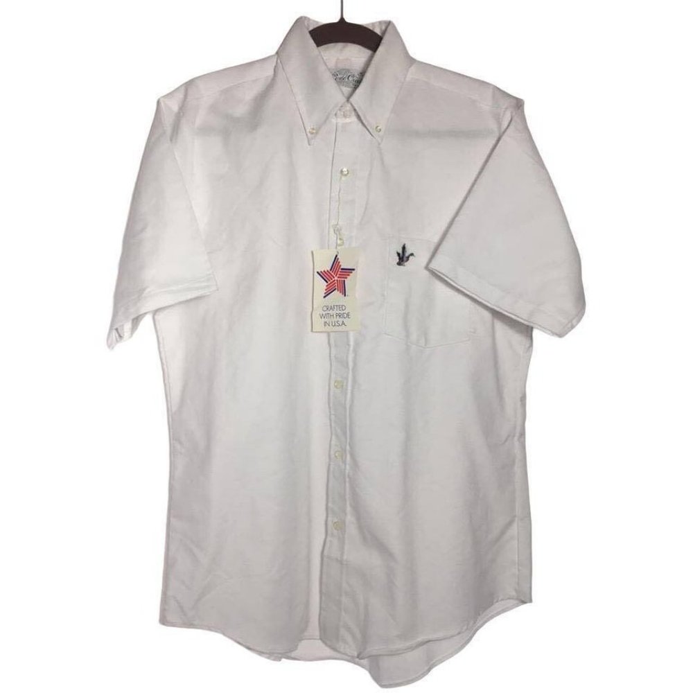 NWT Men's Cove Creek Button-Up Short Sleeve Duck Medium 15-15 1/2 White